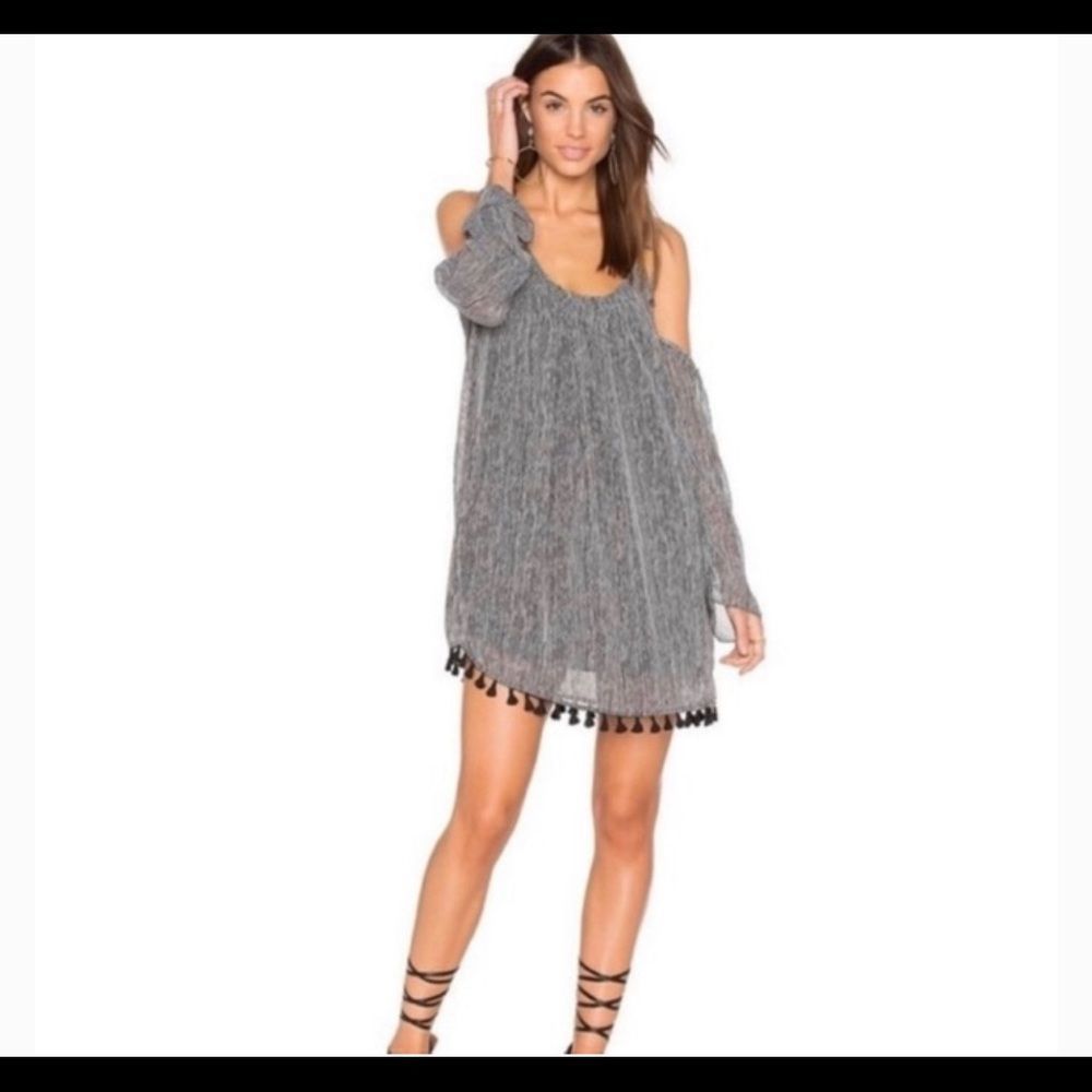 Anthropologie Heartloom Cold Shoulder Black & White Dress